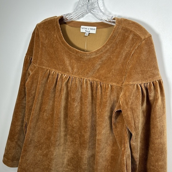 Madewell Texture & Thread corduroy swing top mustard color size XS. NWT. - Picture 2 of 9